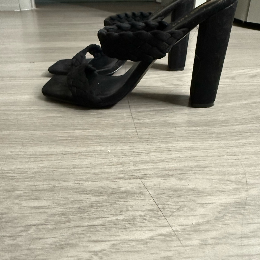 Miss Lola Black Braided Strap Heels - Picture 2 of 3